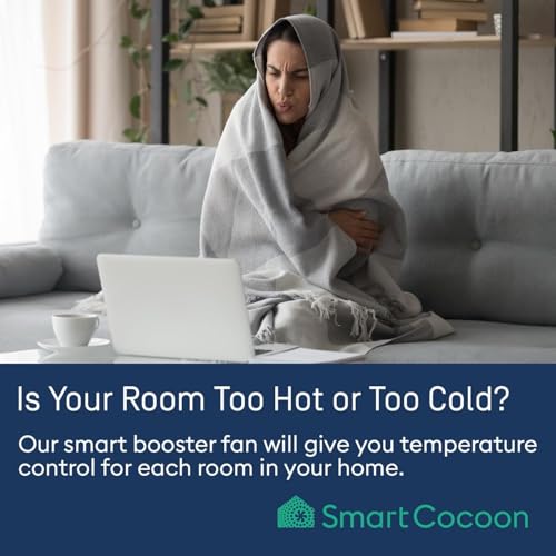 SMARTCOCOON 4x10 Smart Booster Fan System–Improves Weak Airflow in Hot & Cold Rooms – Works with Forced Air Heating & Cooling Systems – Integrates with Nest & ecobee – Works with Alexa- Made in Canada