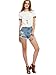 ROMWE Womens Embroidery Trim Short Sleeve Tee Shirt Tops Blouse White S
