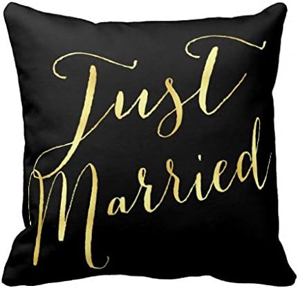 Just Married Gold Foil Personalized Mr Mrs Pillow Case