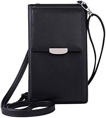 Wocharm Girls PU Leather Mobile Phone Bag Cross Body Shoulder Bags Case Wallet (Black)
