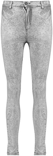 Blue Inc Woman Womens High Rise Cotton Denim Mottled Skinny Disco Jeans Trouser