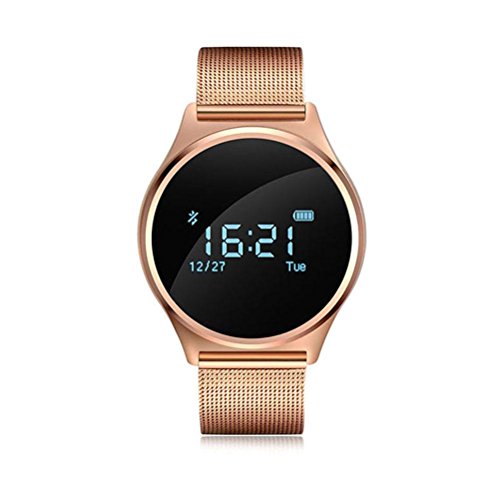 L@YC New Healthy Heart Rate Blood Pressure Smart Sports Bluetooth Hand Ring Pedometer Call Notification Sleep Monitoring Bracelet, Gold - Thumbnail 7