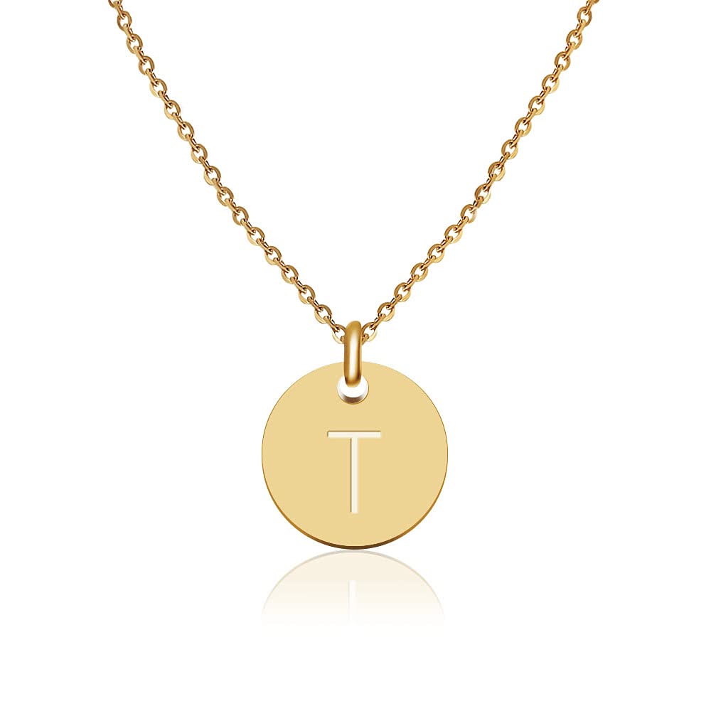 Initial necklace for women (gold letter 
