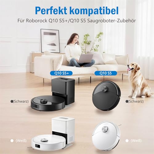 LOVOBO Roborock Q10 S5+ / Q10 S5 Roborock Robot Vacuum Cleaner Accessories Set 1 x Main Brush 4 x Side Brushes 4 x Dust Bags 4 x HEPA Filters 2 x Cleaning Accessories