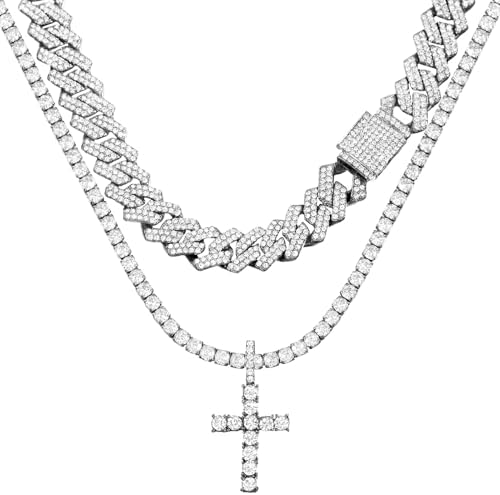 HIP HOP JEWELRY RAPPER STYLE ICED SILVER PLATED CACTUS CROSS