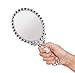 BAOZOON Vintage Hand Mirror with Handle - Cute Cosmetic Handheld Mirror Vanity Makeup Mirror Travel Mirrors 9.8x4.5in (Silver)
