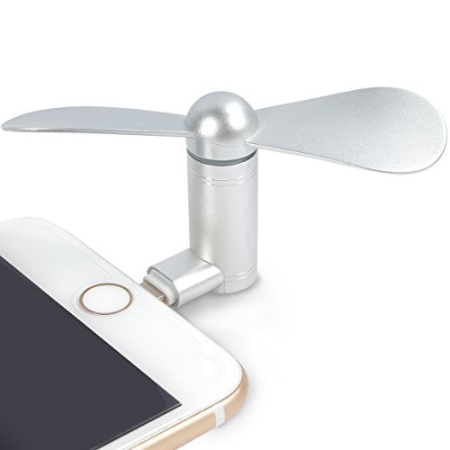 iPhone Fan, Portable Aluminum Alloy Shell Lightning Plugs Mini Cooler Rotating Fan for iPhone (Silve - //coolthings.us