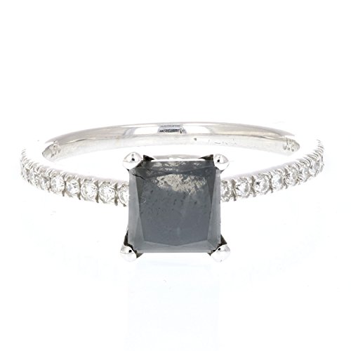 2 CT Black and White Diamond Engagement Ring 14K White Gold Size 7