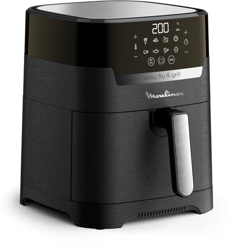 Moulinex Friteuse sans huile XL + gril, 4,2 L, 6 personnes, 8 programmes, Temperature reglable, Timer, Air fryer, Frites, Grillades, Poulet roti, Easy Fry & Grill Digital 2-en-1 EZ505810