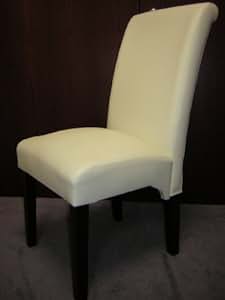 Amazon.com - 2 New Cream White Leather-like Parson Dining Side Chairs