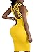 TOB Women's Sexy Bodycon Sleeveless Basic Criss Cross Lace Up Club Midi Dress Yellow