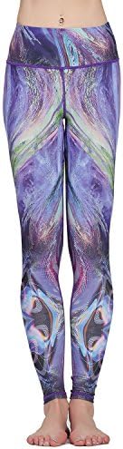 Jescakoo Lady's Printed Wide Waistband High Compression Workout Yoga Leggings