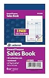 Adams General Purpose Sales Book, 2-Part, Carbonless, White/Canary, 3-11/32 x 5-5/8 Inches, 50 Sets/Book, 3 Books (DC3530)