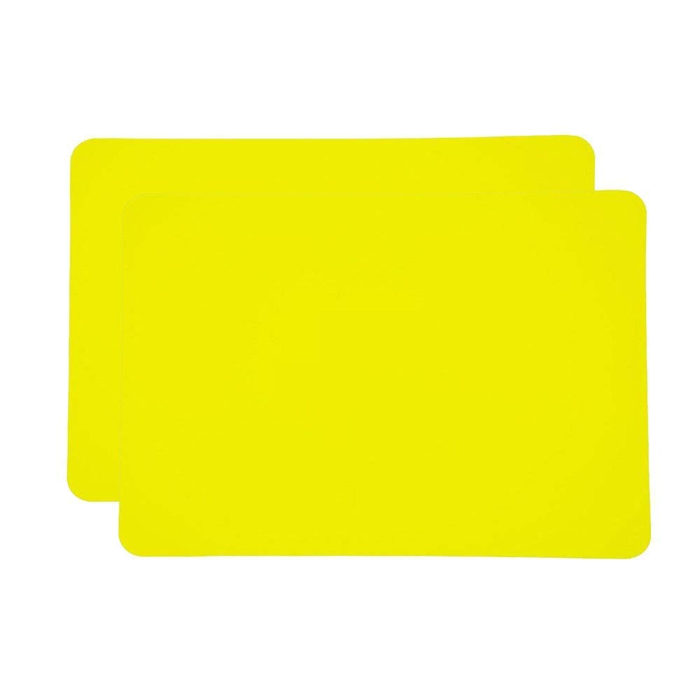 40x30cm Silicone Placemats for Kids, More Thicker and Heavier, Non Stick Heat Resistant Tablemat, Kitchen Dining Table Mats Place Mat (Yellow (T:0.1cm), 2)