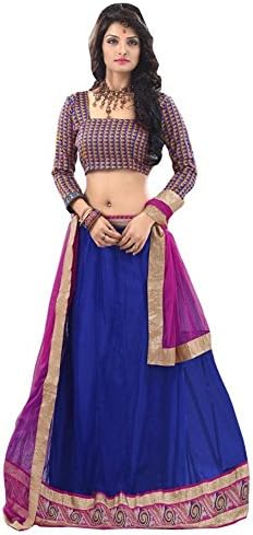 Radheshyam Enterprise Women's Net Lehenga Choli, Free Size, Blue