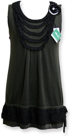 モンフェア Monfair シフォンフリルチュニックベスト コサージュ付き Llあり Ll カーキ Mo 1325 ワンピース チュニック 通販 Amazon