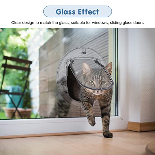 4-Way Flap Cat Door - Small Pet Door with Brush and Magnetic Control for Small Dogs, Puppy