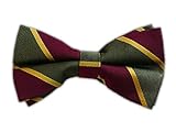 100% Woven Silk Olive and Burgundy Striped Self-Tie Bow Tie