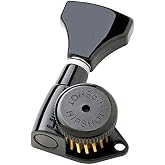 Hipshot 6K1GL0 Open Grip-Lock Guitar Machine Heads Set of 6 Inline, Black