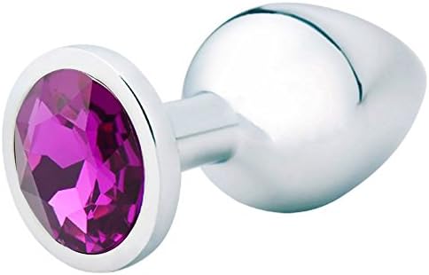 HongDLi Stainless Steel A-n-a-l Bu-tt Pl-ug Base With Jewelry Birth Stone Butt-Anal-Play(Large)(Purple)