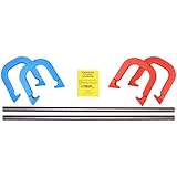 Challenger Professional Pitching Horseshoes Game Set- Made in USA! (Red & Blue- Complete Game Set (4 Shoes, 2 Stakes & Rule Book))