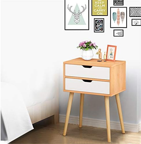 Bedside Table Nightstand End Table with 2 Fabric Drawers, Fabric Storage Drawer Pine Wooden Table for Bedroom Study and Fashion 15.7 x 11.7 x 22.4 inches (15.7” x 11.7” x 22.4”, Nordic Pine Color)