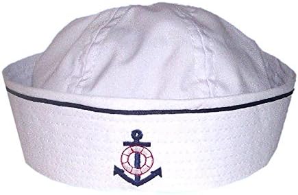 Baby Sailor Hat with Embroidered Anchor and Pinstripe