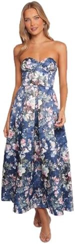 bethany strapless floral midi dress in purple Bethany Strapless Floral Midi Dress - Purple - XS