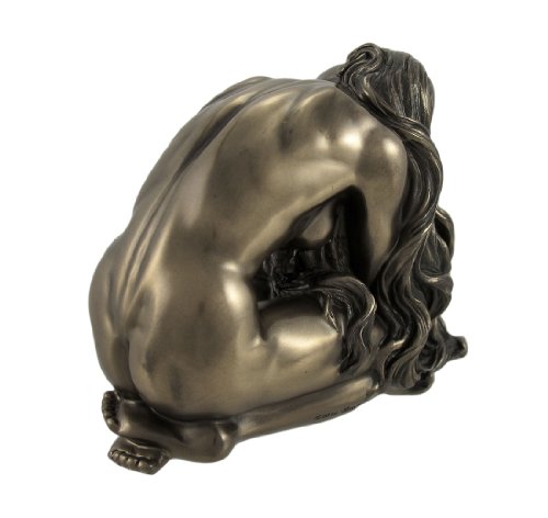 Bronzed Finish Nude Kneeling Female Statue Sculpture Erotic Art