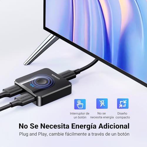 Switch HDMI 2.0 4K 60Hz 2 Entradas 1 Salida Comutador Bidireccional 1 In 2 out 2K 1080P 120Hz HDR CEC Dolby Atmos Compatible con PC PS5 PS4 Xbox TV Stick Chromecast TV Box (Negro)