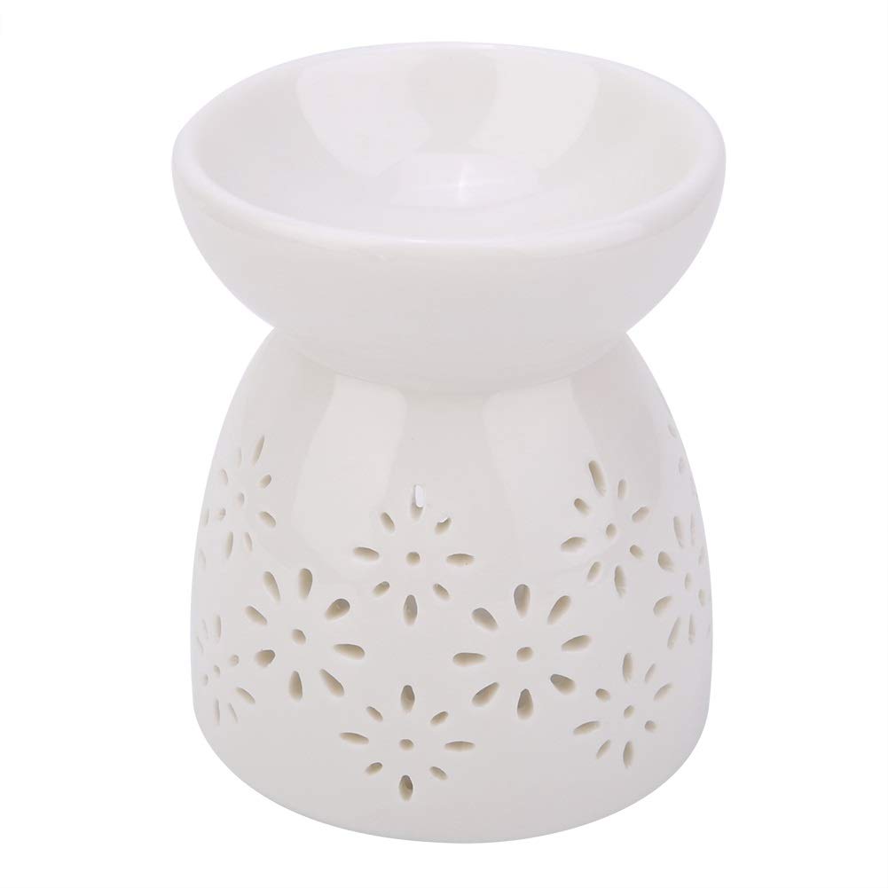Broco Oil Burner, Night Fragrance Lamp Ceramic Essence Oil Burner Candle Incense Aromatherapy Stove (Flower)