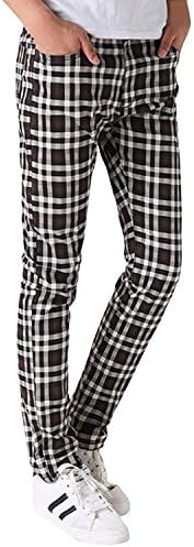 Mistere Worn Men's Stretch Tapered Plaids Jeans Pattern-133