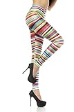 Sunzel Women'S Digital Print Striped Legs Tight Stretch Leggings