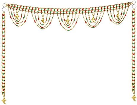EarthenMetal Handcrafted Golden bandhanwar/toran Decorated with Colourful Beads & Crystals