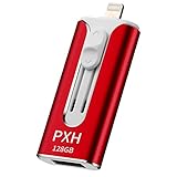 PXH USB 3.0 128GB iPhone Flash Drive for iPhone X XR XS MAX,Photo Stick for iPhone 6,iPhone 6 Plus,iPhone 8 Plus, iPad Pro,External Storage for iPhone iPad USBï¼ˆredï¼‰