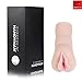 Handy Men's Toy Mini Stroker Sleeve, Light, Handheld Masturbator, Tight Ribbed 2in1 Pussy Ass Entry, Single Open-Ended Tunnel, Blowjob Sex Doll, Realistic 3D Black CyberSkin® Premier Soft Silicone