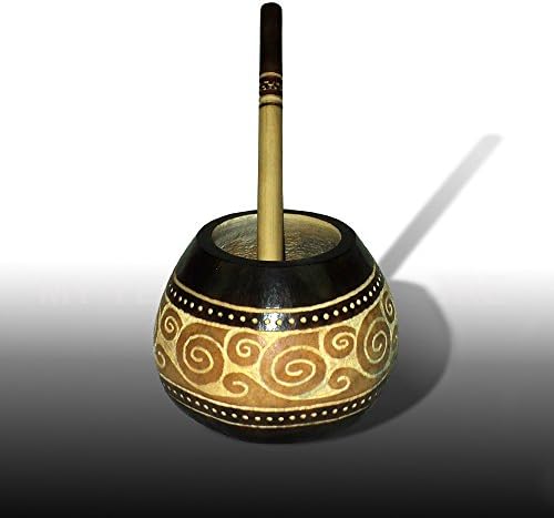 Filigree Artisan Yerba Mate Gourd And Bamboo Bombilla - Free Shipping