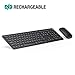 Rechargeable Wireless Keyboard Mouse, Jelly Comb KS037 Ergonomic Ultra Slim Full Size Metal Wireless Keyboard and Mouse Combo Set for Windows, Computer, Desktop, PC, Notebook, Laptop (Black)