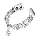 bayite For Fitbit Alta HR and Alta Bands, Pearl Natural Stone Bracelet Bead Replacement Elastic Stretch Strap Women Girls White Small