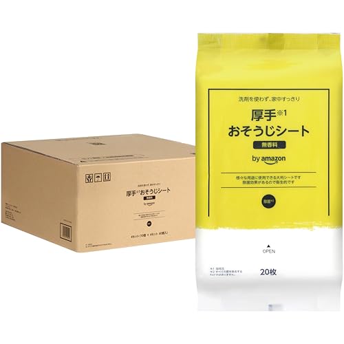 【ケース販売】by Amazon おそうじシート 厚手 ウェットタイプ 無香料 800枚(20枚x40個)
