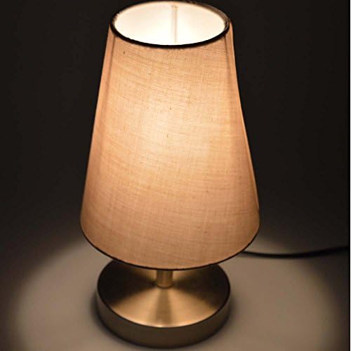 Floodoor Table Lamp, Bedside Desk Lamp, Beige Cone Fabric Shade Nightstand Lamp Night Lamp for Bedroom Coffe Study Living Room Kid Room,Retro Style