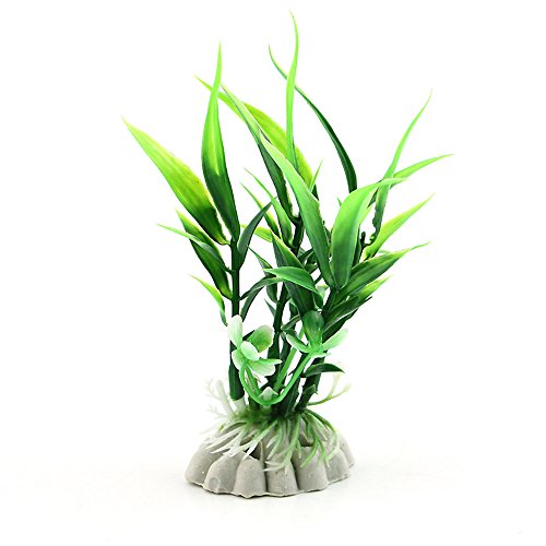 Techinal Artificial Water Plant Ornament Decor Aquarium Plastic Bamboo Leaf Fish Tank ( Green )