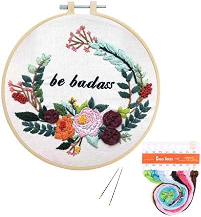 Louise Maelys 刺繍スターターキット 全種類スタンプクロスステッチキット パターン 刺繍 フープ カラースレッド