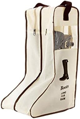 ZARRS Long Boot Bag,Large Boots Storage Carry Bag with Visual Window Wellington Welly Boot Case for Travel and Home Storage Nylon Beige 47 * 29 * 24CM