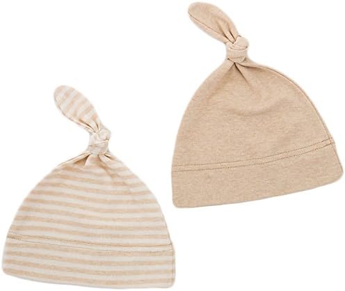 Organic Cotton Baby Boy Girl Cap, Soft, All Natural Newborn Adjustable Knotted Beanie Hat Set