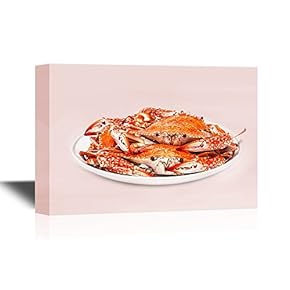 Seafood Canvas Wall Art - Dish of Steamed Crab - Gallery Wrap Modern Home Art | Ready to Hang - 12x18 inches