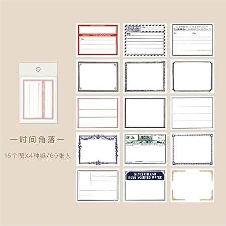Amazon 60ピースヴィンテージメモパッド素材紙ジャンクジャーナルプランナークラフトメモ紙スクラップブッキング装飾的なdiyクラフトフォトアルバムレトロ Color 1 付箋 文房具 オフィス用品