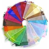 Organza Wedding Favour Bags 13x18cm /5x7 Inches 100pcs Beautiful Transparent 10 Color Organza Drawstring Pouches candy Jewelry Party Wedding Favor Gift Bags Pouch Bags (10 Colors 5X7inches)