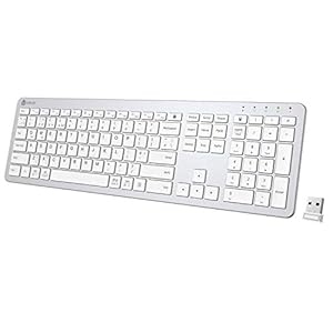 iClever-Wireless-Keyboard-Rechargeable-Wireless-Keyboard-Ergonomic-Full-Size-Design-with-Number-Pad-24G-Stable-Connection-Slim-White-Keyboard-for-Windows-Mac-OS-Computer iClever 2.4G Wireless Keyboard - Rechargeable Wireless Keyboard Full Size Design with Number Pad, 2.4G Stable Connection…