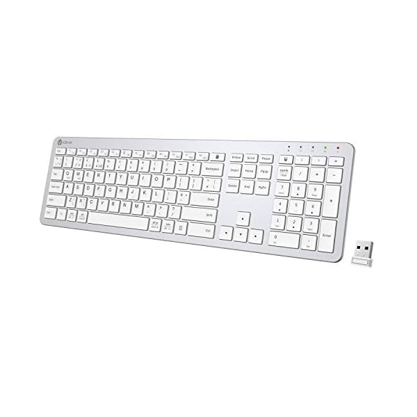 iClever-Wireless-Keyboard-Rechargeable-Wireless-Keyboard-Ergonomic-Full-Size-Design-with-Number-Pad-24G-Stable-Connection-Slim-White-Keyboard-for-Windows-Mac-OS-Computer iClever 2.4G Wireless Keyboard - Rechargeable Wireless Keyboard Full Size Design with Number Pad, 2.4G Stable Connection…